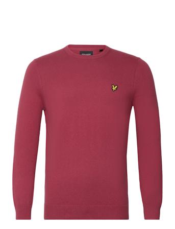 Cotton Merino Crew Jumper Strikkegenser M. Rund Krage Burgunder Lyle & Scott*Betinget Tilbud