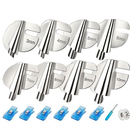 Symaskin Rullefaldfot Sett 8 Størrelser (3-10mm) Bred Rullefaldfot