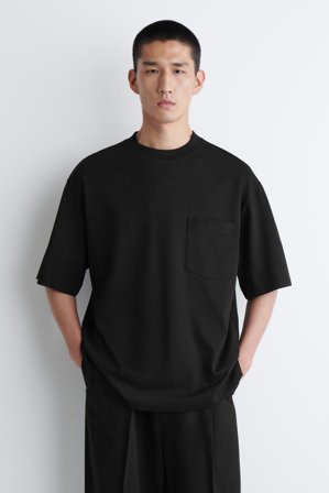 COS Men's Oversized Heavyweight Cotton T-Shirt in Black