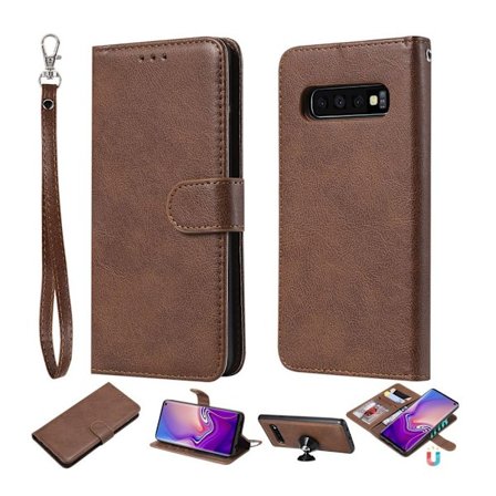 Samsung Galaxy S10 aftageligt læder flip etui - Brun