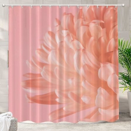 Blommig Korallrosa Duschdraperi, korallrosa blommigt duschdraperi, vattentäta tygduschdraperier för badrum med 183x183 cm