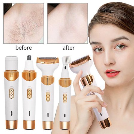 4 i 1 Multifunksjonell Elektrisk Damebarber Hårfjerner Arm Nese Bein Bikini Ansiktsbarber Trimmer