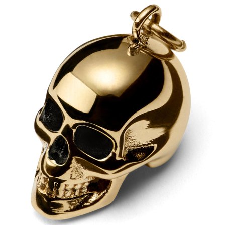Colgante de calavera de acero dorado para hombres - Pendientes de aro con colgante