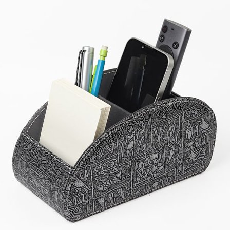 Fjernbetjeningsholder med 5 rum, PU-læder organiseringsopbevaringsboks til TV-fjernbetjening