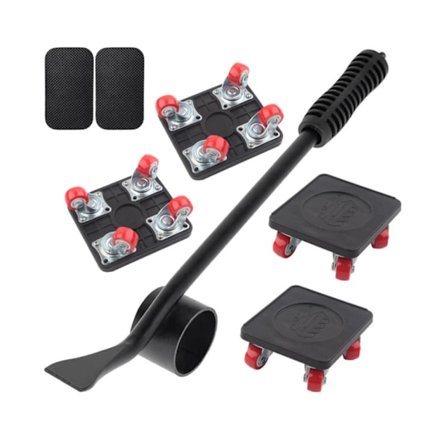 5-delt møbel løfter flytteverktøy sett skyver tunge møbler flytte rulle, dray tunge flyttemann, løfter apparat gulvbeskytter, 360