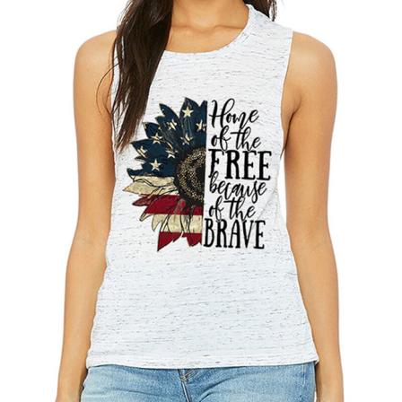 Ärmlös Camisole Flag Print Pullover För Damer