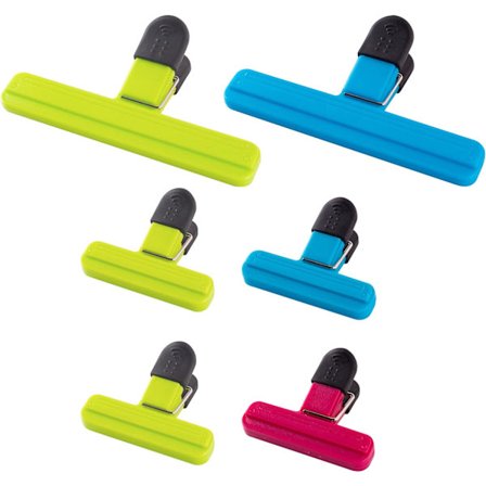 Madopbevaringsposeklemmer, to størrelser - pakke med 6, robuste og holdbare, god forsegling, genanvendelige.