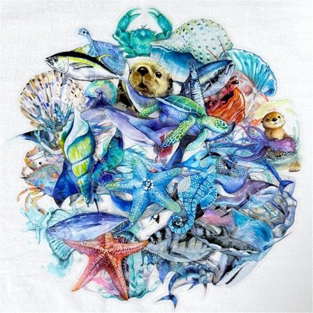 50 KPL Merieläintarroja PET Läpinäkyviä Tarroja Meritähti, Meduusa, Merikilpikonnat, Merihevoset, Valastarrat Vedenpitävät Koristeelliset 