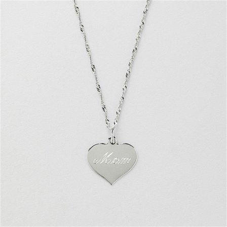 Ember Heart Halsband Gravyr - Sterling Silver - Safira