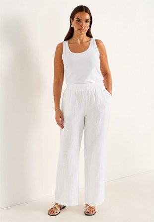 Cellbes of Sweden - Linnebyxa Premium med vida ben - vit - för damer - 46/48