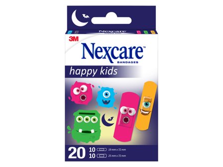 Nexcare Happy Kids Monster plaster, 20 stk.