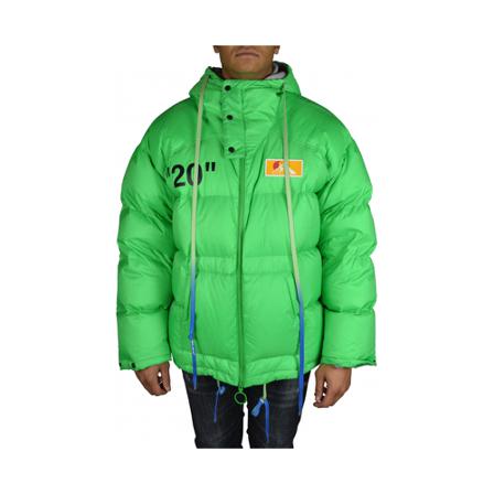 Off White, Logo-Print Down Jacket Groen, Heren, Maat:L