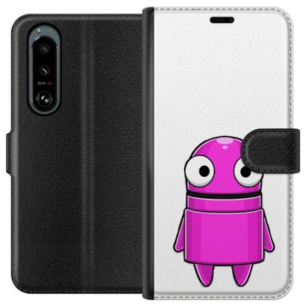 Kompatibelt Lommeboketui til Sony Sony Xperia 5 III Rosa tegneseriefigur med rund form og store øyne på mørk bakgrunn