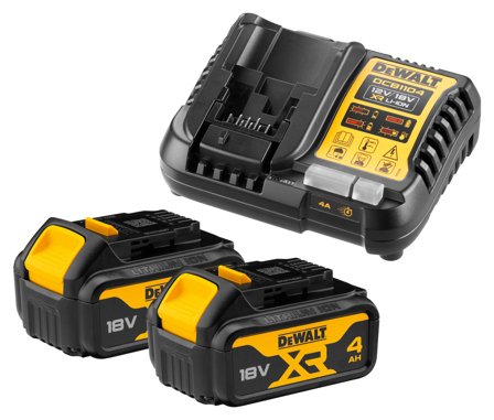 Dewalt DCB1104M2-QW Akku- ja laturipaketti 2 x 18V XR 4,0 Ah -akkua ja laturi, Koneiden tarvikkeet & käyttöosat