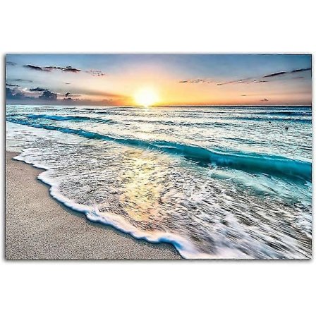 Strand Canvas Væghængt Kunst Blå Ocean Naturbilleder Strand Væghængt Dekoration