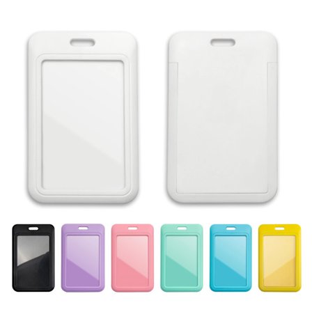 To skydbare ID-kortlommer med transparente vinduer, hvide ID-kort beskyttelsesetuier, til brug på kontoret, i skolen og til kreditkort.