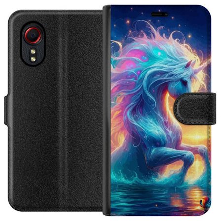 Kompatibelt Plånboksfodral till Samsung Samsung Galaxy Xcover 5 Färgsprakande enhörning i vatten med regnbågsfärger, glödande ljus, magisk fanta