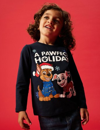 name it Nmmstellan Paw Ls Top Cplg - Navy - 98