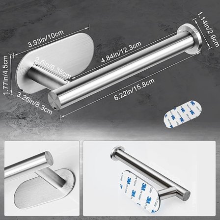 Självhäftande toalettpappershållare, rostfritt stål