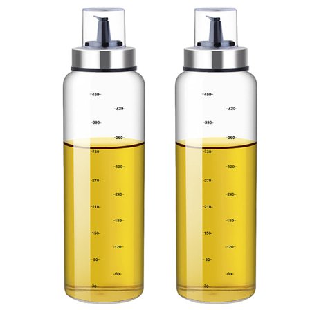 Olje flaske 500ml 2-pakning med tydelig skala, dispenser eddik dispenser