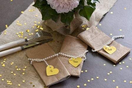 Namnlapp hjärta metallic guld 10-pack