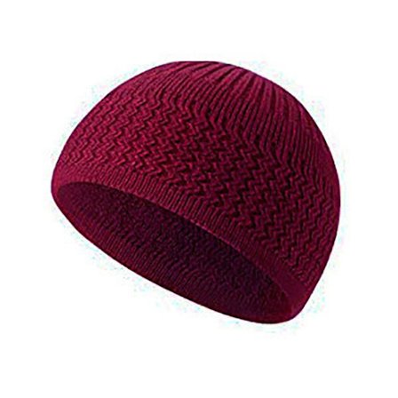 Muslim Cap Strikket Lue MØRK RØD