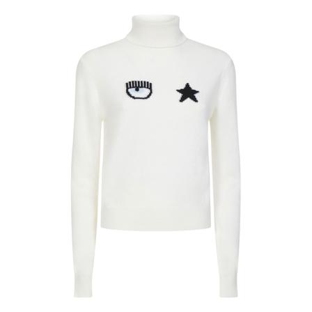 Chiara Ferragni Collection Women Clothing Sweatshirts White Aw22 Hvid, Dame Rullekraver