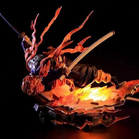 Demon Slayer Figurer Kokushibo Anction Figur Batteri Luminescens Voldsom Kamp PVC Model Tsugikuni Yoriichi Figur Samle Legetøj(h)