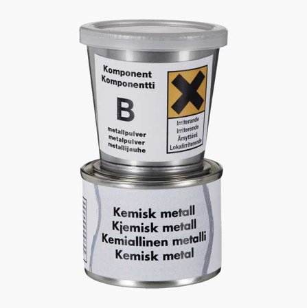 Biltema - Kjemisk Metall 125ml, 2-Komponent Syntetisk Blanding, Velegnet for Reparasjon og Tetting av Metalldeler, Aluminiumfarget
