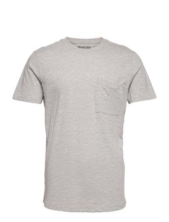 Slhrockford Ss O-Neck Tee M T-shirt Grå Selected Homme