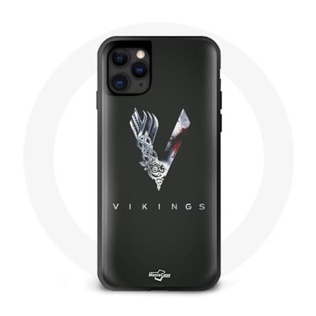 Fodral för Iphone 11 Vikings Serie Säsong 6 logo V Svärd Grått Svart Bakgrund