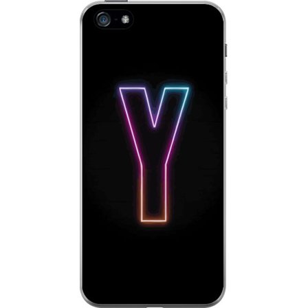 Kompatibel Mobilcover til Apple Apple iPhone 5 Minimalistisk neonbogstav Y i farveskiftende lys mod sort baggrund