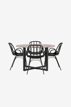 Venture Home - Spisegruppe Durango med 4 stk stoler Dyrön - Svart - Spisegruppe 4 personer - Fra Homeroom