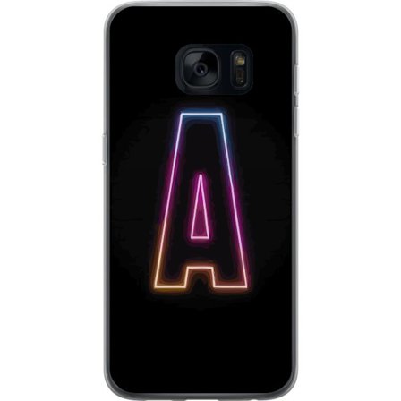 Kompatibel Mobilcover til Samsung Samsung Galaxy S7 Minimalistisk neonbogstav A i regnbuefarvet lys mod sort baggrund i moderne typografisk stil