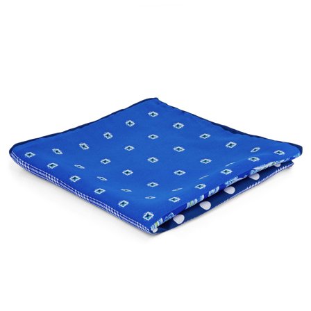 Pochette de costume bleue à patchwork cachemire pour hommes - Pochettes de costume à motifs