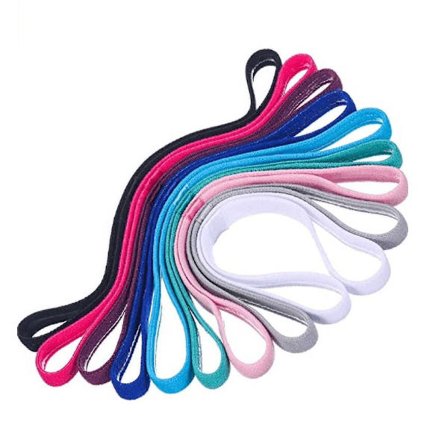 8 stk. Elastiske Sport Hårbånd - Skridsikker Greb, Silikoneforet, Strækbart