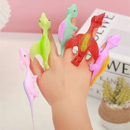 10 stk. Lingshot Dinosaur Fingerleker Flyspill Stressbestandige Elastiske