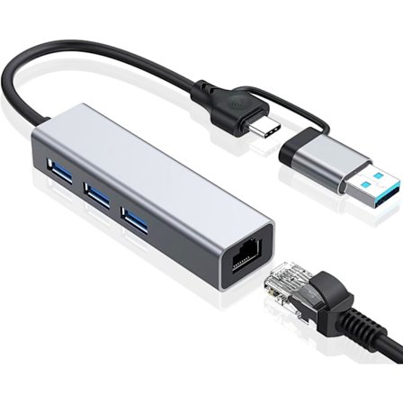 USB til Ethernet-adapter, VIENON USB 3.0-hub med 1 Gigabit RJ45 Ethernet-port netværks-USB-netadapter med USB C-adapter til bærbar computer