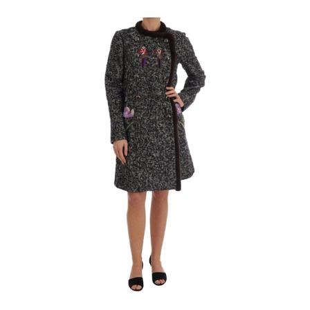 Dolce & Gabbana, Crystal Fur Coat Szary, Kobieta, Rozmiar: S