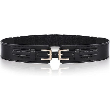 Damebælte bredt stræk taljebælte, elastisk hoftebælte læderbælte til kjole