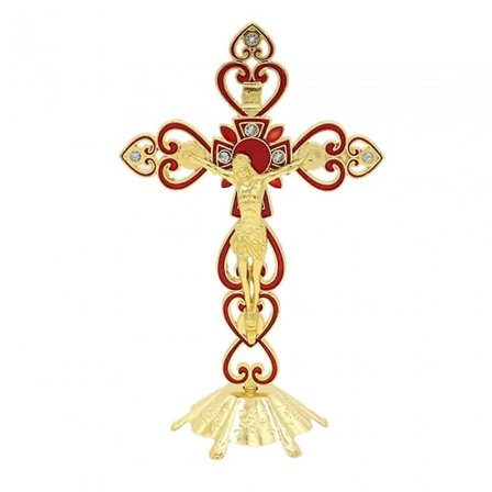 Religiøs Krusifiks Stående Veggkors Avtakbart Feste Tradisjonell Katolsk Ornament for Spisebord, Peis, Bordplate Holdbar 20cm Høy