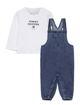 Baby Denim Dungaree Set Sets Sets With Long-sleeved T-shirt Multi/mønstret Tommy Hilfiger*Betinget Tilbud