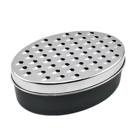 Osteskærer med beholder, 2-sidet citronskaller, rustfrit stål, køkken grøntsagshakker, mandolin, skærer, gulerodsgrater, rivejern, kasse (1 stk, sort)