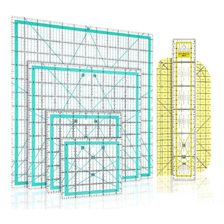 6-delt Quiltlinjal Kvadratisk Akryl Quiltlinjal Stoffklippelinjal Klar Markering Akryl Linjal