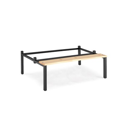 Beingestell mit Sitzbank für 2 Module, B 800 mm, Kiefer/schwarz