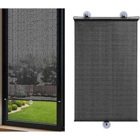 Avtakbare gardiner, solskjermer til bil, rullegardiner med sugekopper, avtakbare, uttrekkbare, portable svarte rullegardiner.