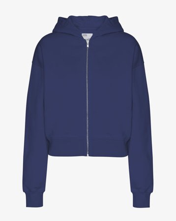 Organic Crop Zip Hood - Marine Blue - Female - XL
