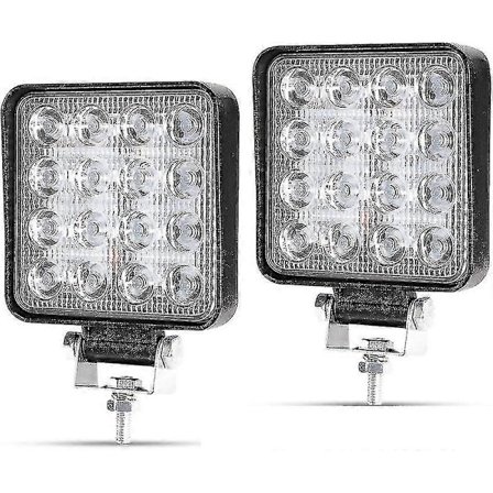 2×48 W Firkantede LED Arbeidslys 12/24 V, IP67 Spot/Flood, Svart