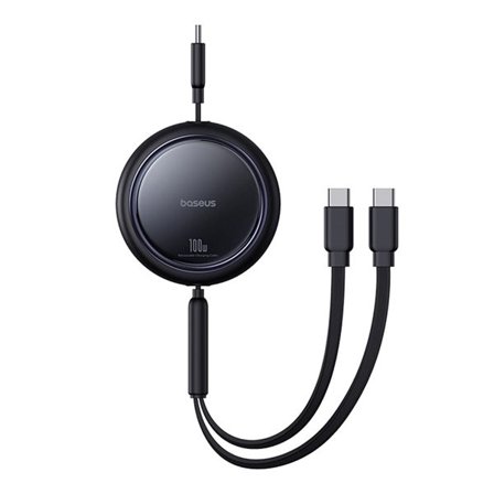 Baseus Bright Mirror Series 2in1 USB-C-kabel med uttrekkbar kabel 100W 1m - Svart