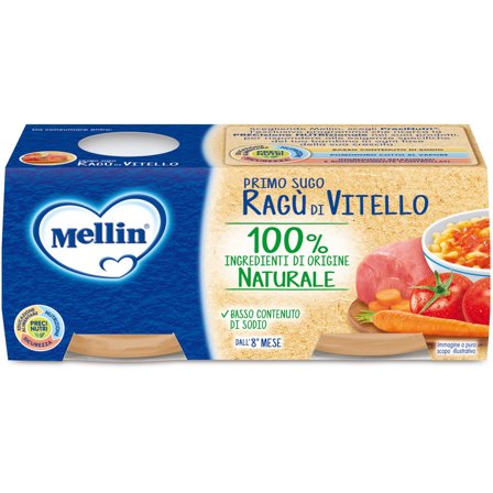 Mellin Primo Sugo Ragù Di Vitello 8M+ 2x80g